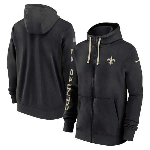 New orleans saints nike 2024 sideline club full zip hoodie Black