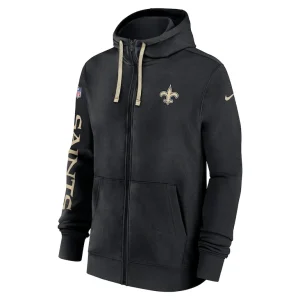 New orleans saints nike 2024 sideline club full zip hoodie Black M