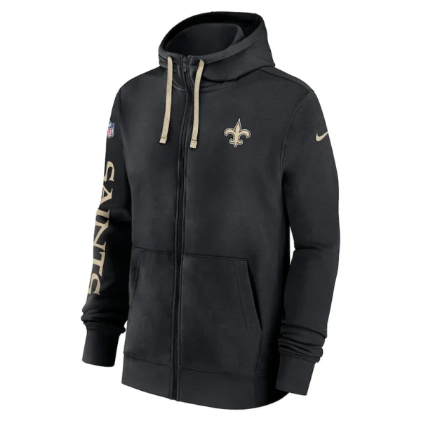 New orleans saints nike 2024 sideline club full zip hoodie Black M