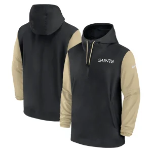 New orleans saints nike 202425 sideline pre game player 12 zip hoodie jacket Blackgold