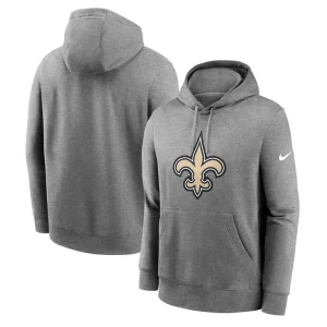 New orleans saints nike big tall rewind club fleece pullover hoodie Heather charcoal