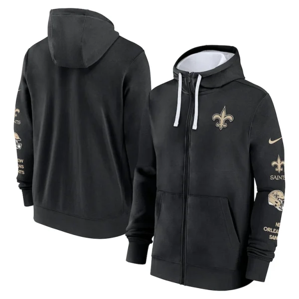 New orleans saints nike club full zip hoodie jacket Black