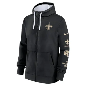 New orleans saints nike club full zip hoodie jacket Black M