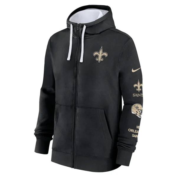 New orleans saints nike club full zip hoodie jacket Black M