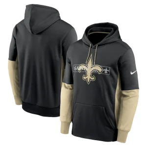 New orleans saints nike color block fleece performance pullover hoodie Black