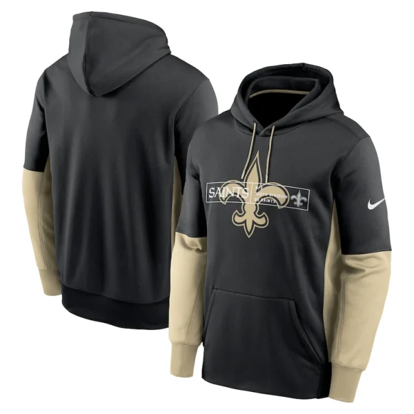 New orleans saints nike color block fleece performance pullover hoodie Black