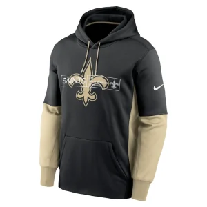 New orleans saints nike color block fleece performance pullover hoodie Black M