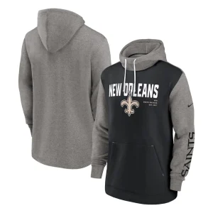 New orleans saints nike fashion color block pullover hoodie Black