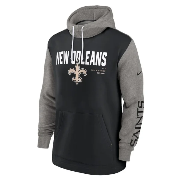 New orleans saints nike fashion color block pullover hoodie Black M
