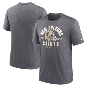 New orleans saints nike helmet tri blend t shirt Heather charcoal