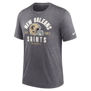 New orleans saints nike helmet tri blend t shirt Heather charcoal M