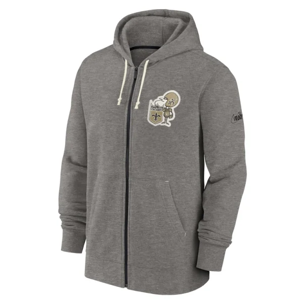 New orleans saints nike historic lifestyle full zip hoodie Heather charcoal M