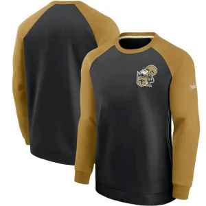 New orleans saints nike historic raglan performance pullover sweater Blackgold
