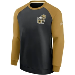 New orleans saints nike historic raglan performance pullover sweater Blackgold M