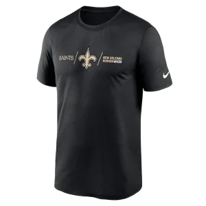 New orleans saints nike horizontal lockup legend performance t shirt Black M
