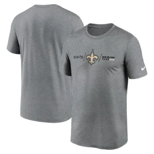 New orleans saints nike horizontal lockup legend performance t shirt Heathered charcoal