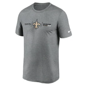 New orleans saints nike horizontal lockup legend performance t shirt Heathered charcoal M
