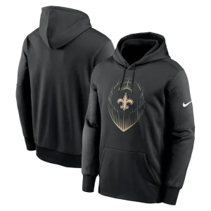 New orleans saints nike icon performance pullover hoodie Black