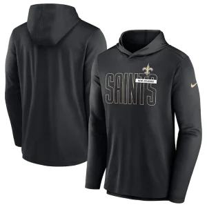 New orleans saints nike lightweight performance hooded long sleeve t shirt Black