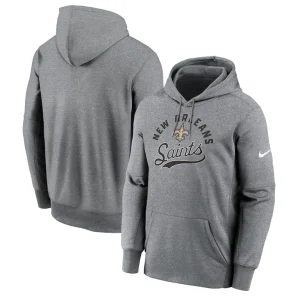 New orleans saints nike performance fleece pullover hoodie Heather gray