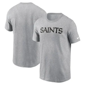 New orleans saints nike primetime wordmark essential t shirt Heather gray