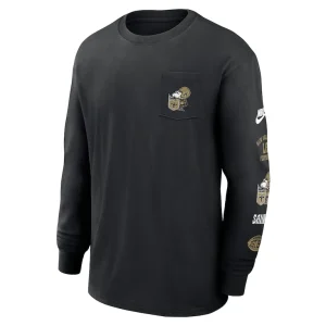 New orleans saints nike rewind heavy max 90 pocket long sleeve t shirt Black M