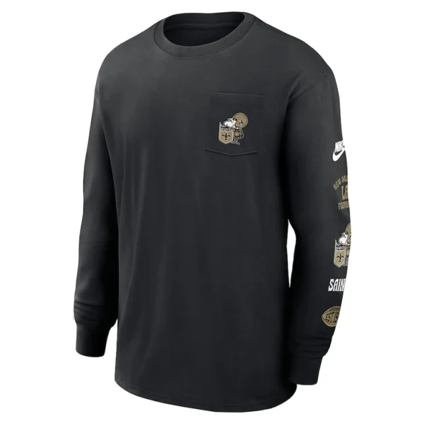 New orleans saints nike rewind heavy max 90 pocket long sleeve t shirt Black M