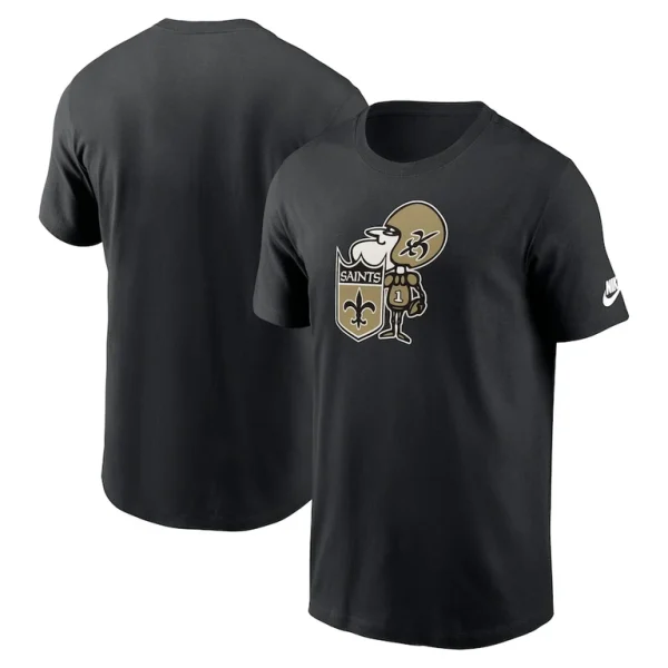 New orleans saints nike rewind logo essential t shirt Black