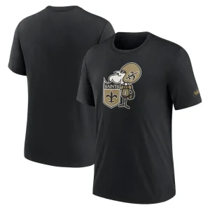 New orleans saints nike rewind logo tri blend t shirt Black