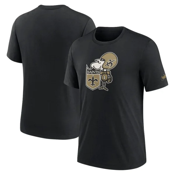 New orleans saints nike rewind logo tri blend t shirt Black
