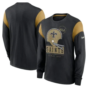 New orleans saints nike rewind playback helmet long sleeve t shirt Heather black