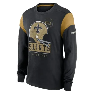 New orleans saints nike rewind playback helmet long sleeve t shirt Heather black M
