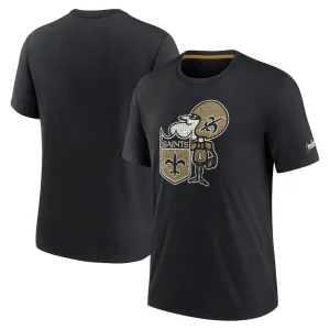 New orleans saints nike rewind playback logo tri blend t shirt Black