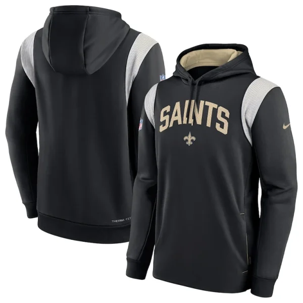 New orleans saints nike sideline athletic stack performance pullover hoodie Black