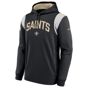 New orleans saints nike sideline athletic stack performance pullover hoodie Black M
