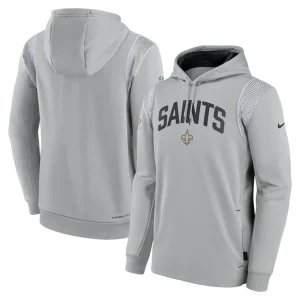 New orleans saints nike sideline athletic stack performance pullover hoodie Gray