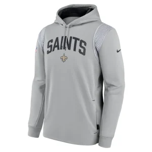 New orleans saints nike sideline athletic stack performance pullover hoodie Gray M