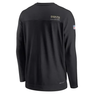 New orleans saints nike sideline coach chevron lock up long sleeve v neck performance t shirt Black L