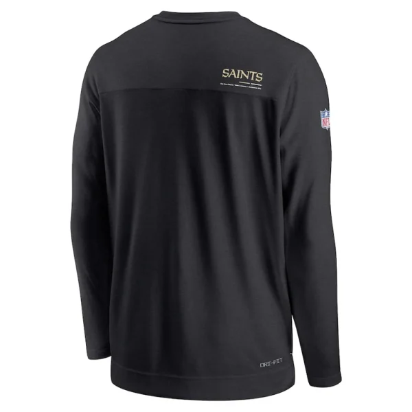 New orleans saints nike sideline coach chevron lock up long sleeve v neck performance t shirt Black L