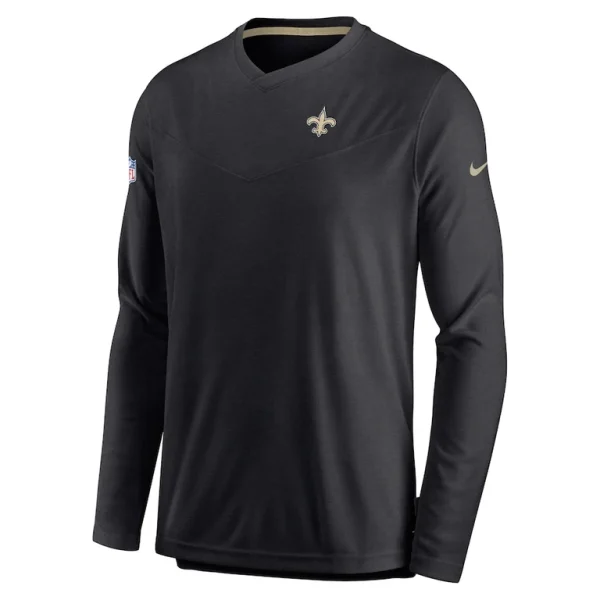 New orleans saints nike sideline coach chevron lock up long sleeve v neck performance t shirt Black M