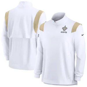 New orleans saints nike sideline coach chevron lockup quarter zip long sleeve top White