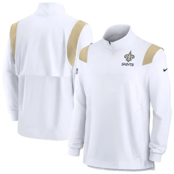 New orleans saints nike sideline coach chevron lockup quarter zip long sleeve top White