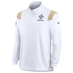 New orleans saints nike sideline coach chevron lockup quarter zip long sleeve top White M