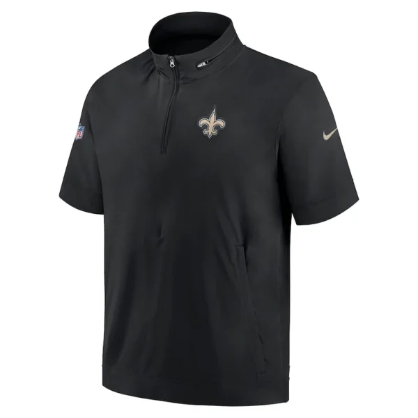 New orleans saints nike sideline coach short sleeve hoodie quarter zip jacket Black M