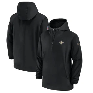 New orleans saints nike sideline half zip hoodie Black