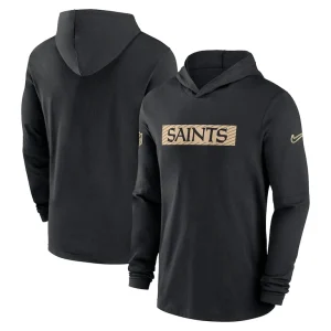 New orleans saints nike sideline hoodie performance long sleeve t shirt Black