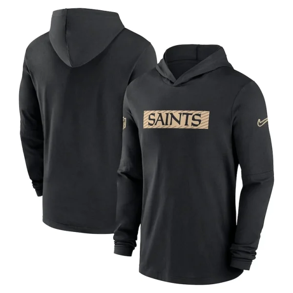 New orleans saints nike sideline hoodie performance long sleeve t shirt Black