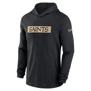New orleans saints nike sideline hoodie performance long sleeve t shirt Black M