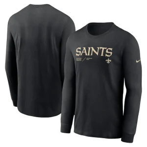 New orleans saints nike sideline infograph lock up performance long sleeve t shirt Black