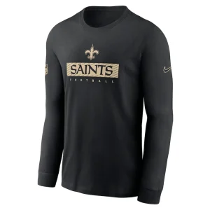 New orleans saints nike sideline performance long sleeve t shirt Black M